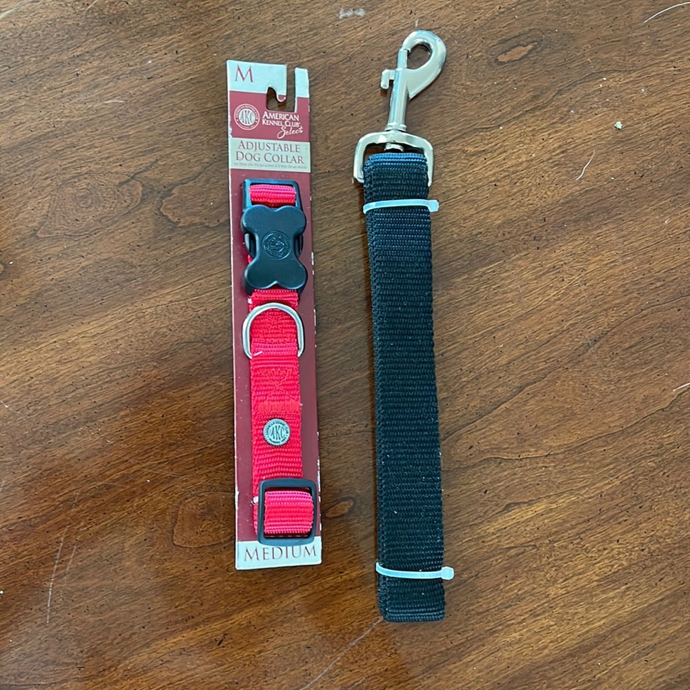 American Kennel Club dog collar and leash